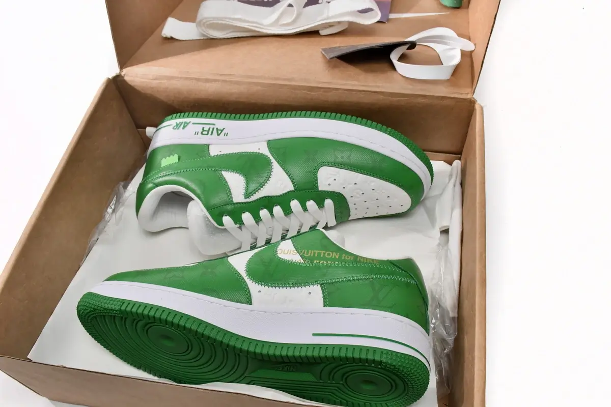 Giày Louis Vuitton x Nike Air Force 1 White Green Like Auth 1 Giày Louis Vuitton x Nike Air Force 1 White Green Like Auth (3)