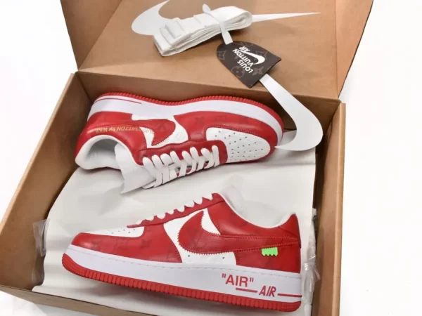 Giày Louis Vuitton x Nike Air Force 1 White Red Like Auth (3)