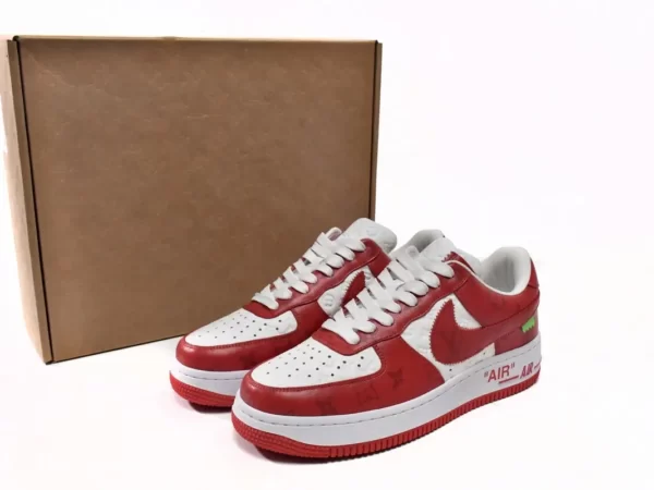 Giày Louis Vuitton x Nike Air Force 1 White Red Like Auth (4)
