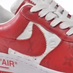 Giày Louis Vuitton x Nike Air Force 1 White Red Like Auth (9)