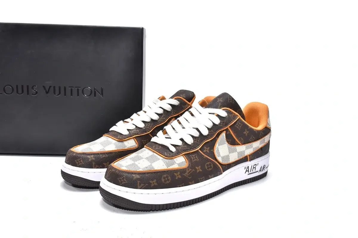 Giày Nike Air Force 1 Low x Louis Vuitton Monogram Brown Like Auth (17)