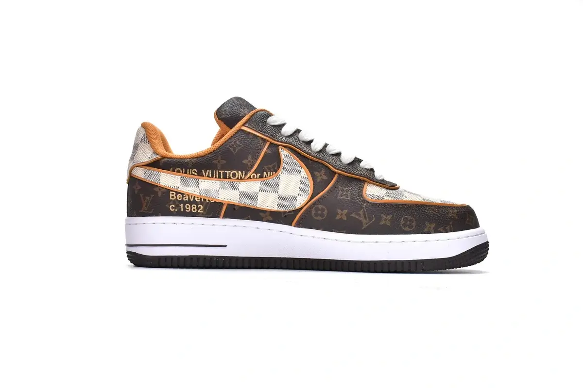 Giày Nike Air Force 1 Low x Louis Vuitton Monogram Brown Like Auth (3)