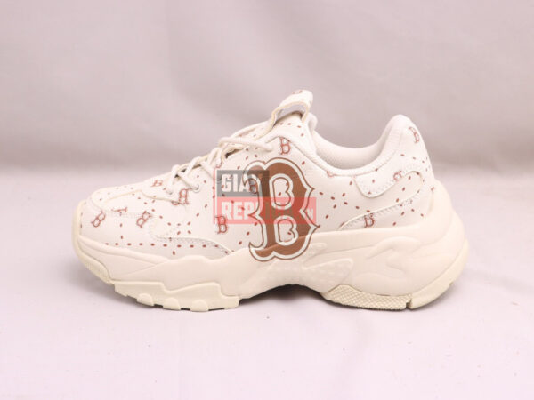 Giày MLB BigBall Chunky Saffiano Diamond Monogram Boston Red Sox Beige