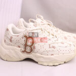 Giày MLB BigBall Chunky Saffiano Diamond Monogram Boston Red Sox Beige