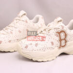 Giày MLB BigBall Chunky Saffiano Diamond Monogram Boston Red Sox Beige