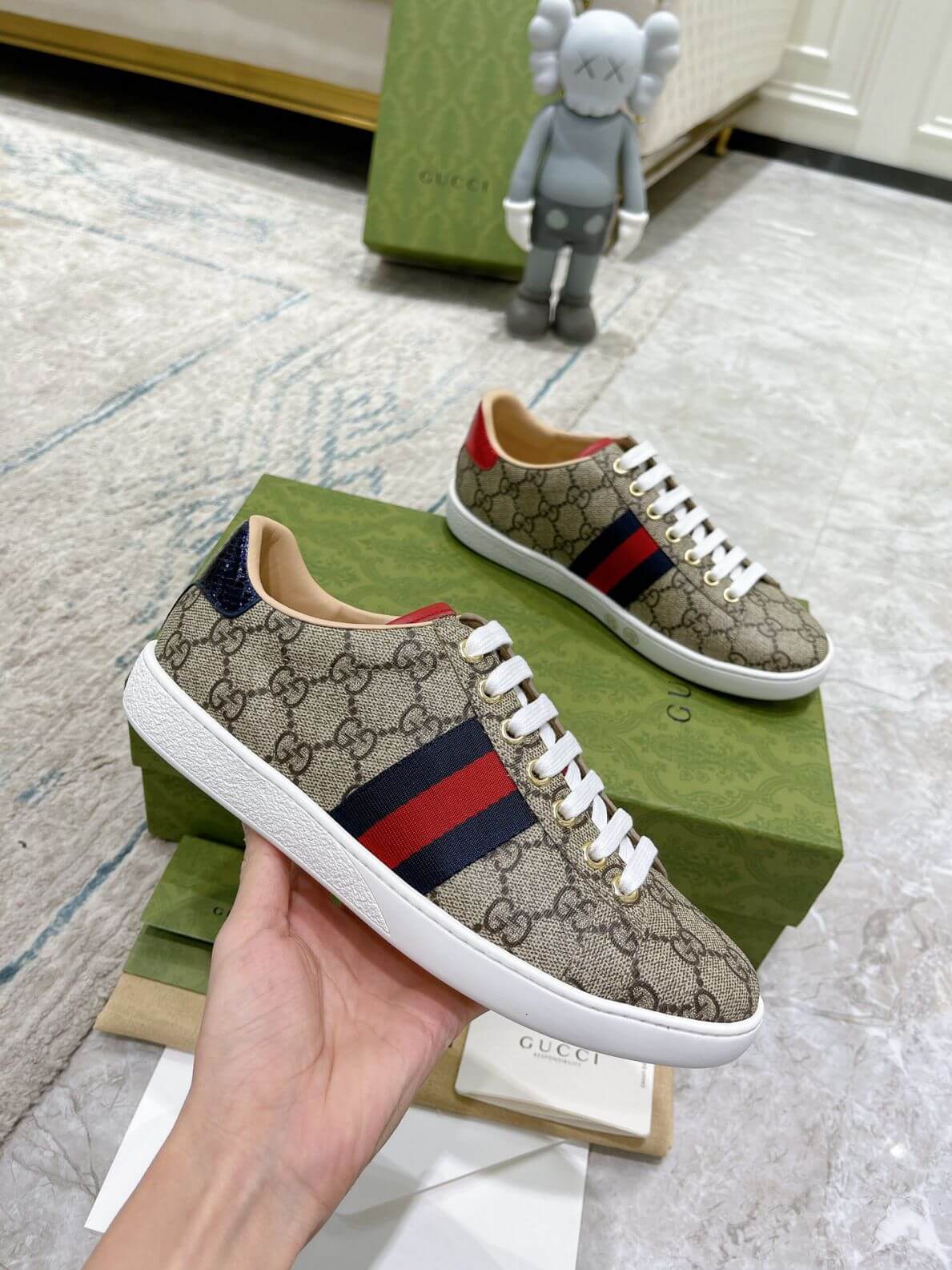 Giày Gucci aAce GG Supreme Canvas Like Auth