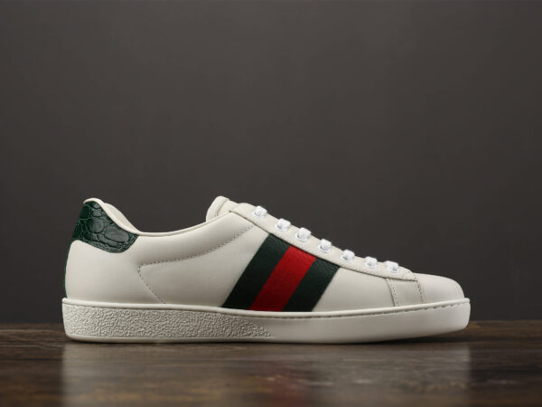 Giày Gucci Ace Leather Sneaker With Green Crocodile Like Auth