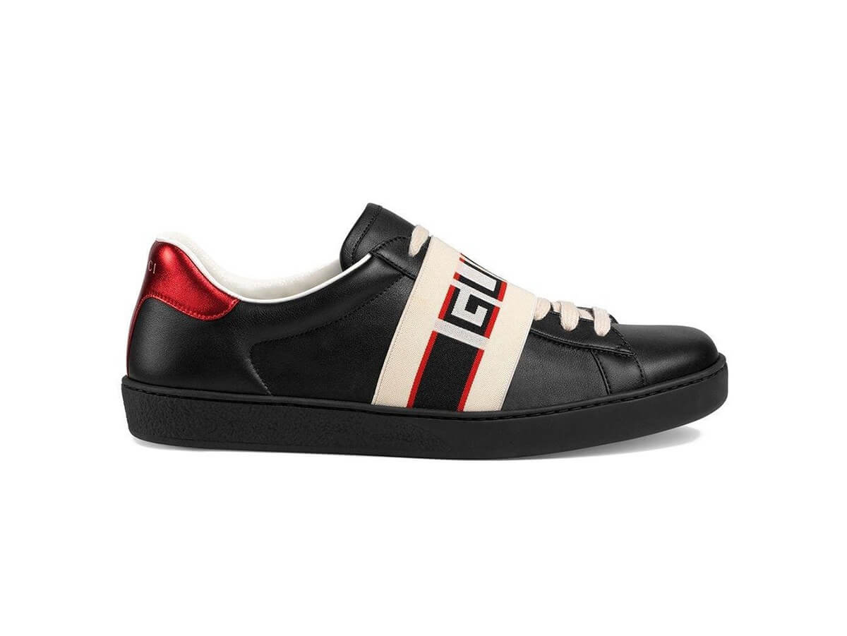 Giày Gucci Ace Stripe Leather Black Like Auth