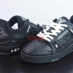 Giày Louis Vuitton LV Trainer Black Leather Monogram Like Auth