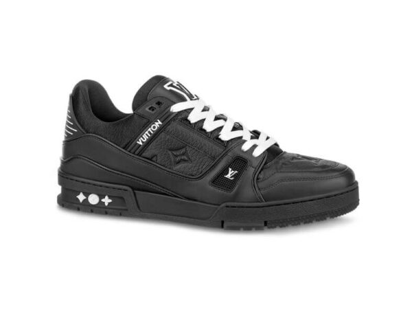 Giày Louis Vuitton LV Trainer Black Leather Monogram Like Auth