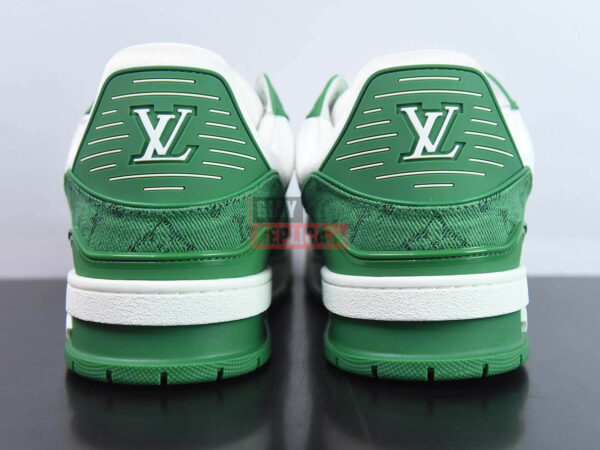Giày Louis Vuitton LV Trainer Green Monogram Denim Like Auth