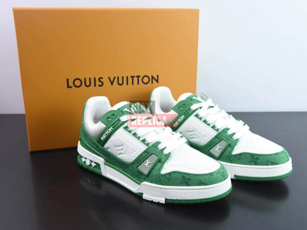 Giày Louis Vuitton LV Trainer Green Monogram Denim aLike Auth