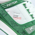 Giày Louis Vuitton LV Trainer Green Monogram Denim Like Auth
