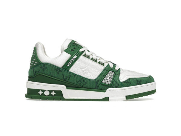 Giày Louis Vuitton LV Trainer Green Monogram Denim Like Auth