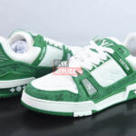 Giày Louis Vuitton LV Trainer Green Monogram Denim Like Auth