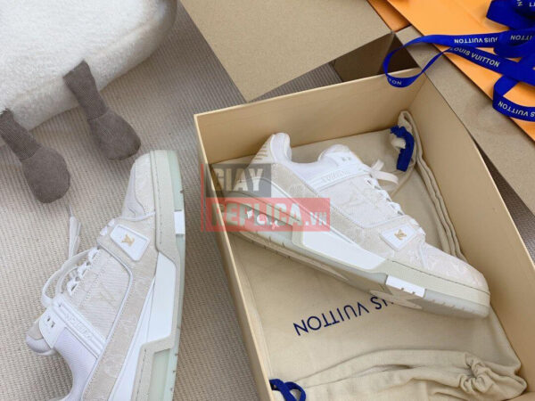 Giày Louis Vuitton LV Trainer Monogram Demin Beige Like Auth