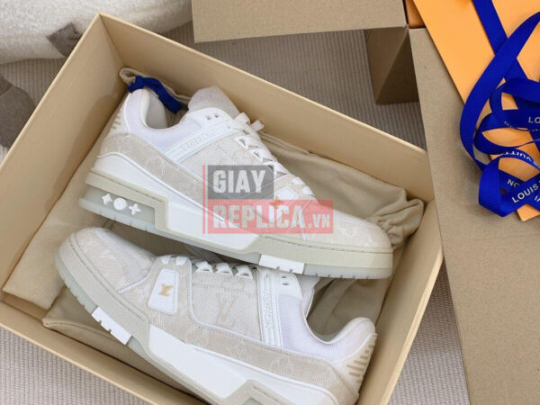 Giày Louis Vuitton LV Trainer Monogram Demin Beige Like Auth