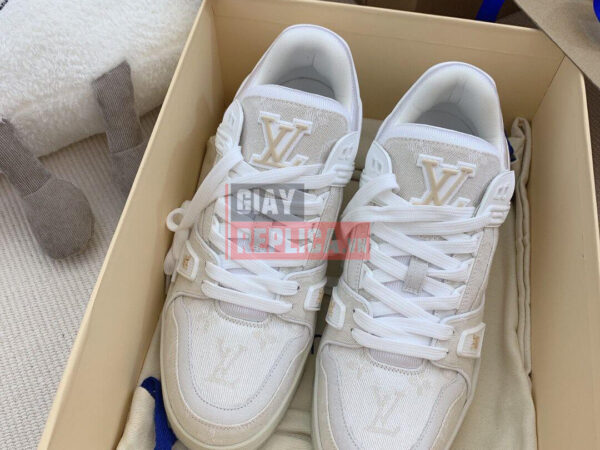 Giày Louis Vuitton LV Trainer Monogram Demin Beige Like Auth