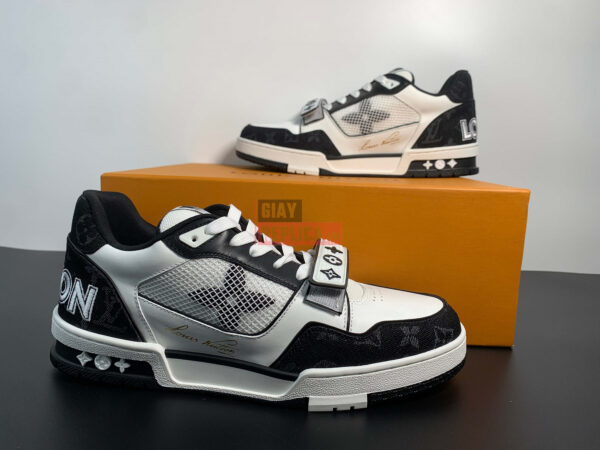 Giày Louis Vuitton Lv Trainer Monogram Black Quai Velcro Like Auth