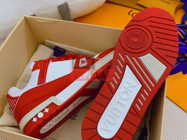Giày Louis Vuitton Lv Trainer Monogram Red Like Auth