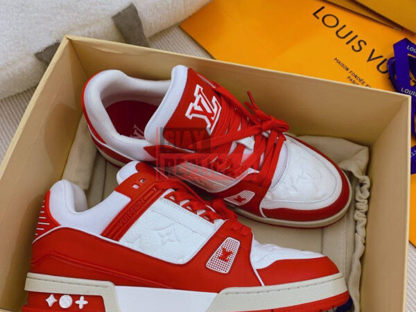 Giày Louis Vuitton Lv Trainer Monogram Red Like Auth