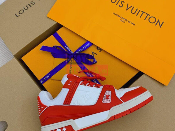 Giày Louis Vuitton Lv Trainer Monogram Red Like Auth
