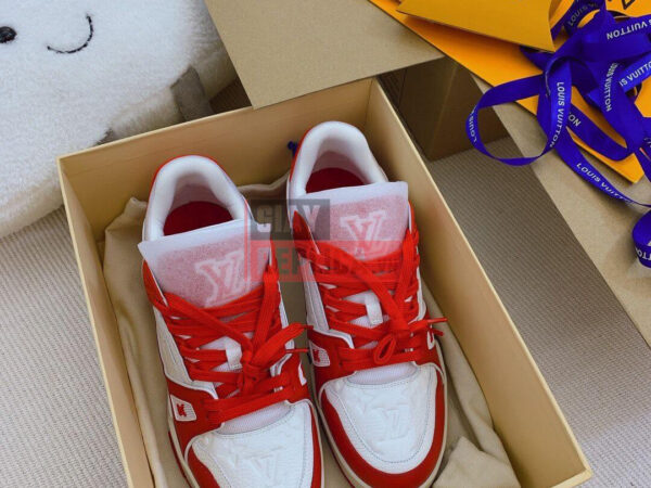 Giày Louis Vuitton Lv Trainer Monogram Red Like Auth