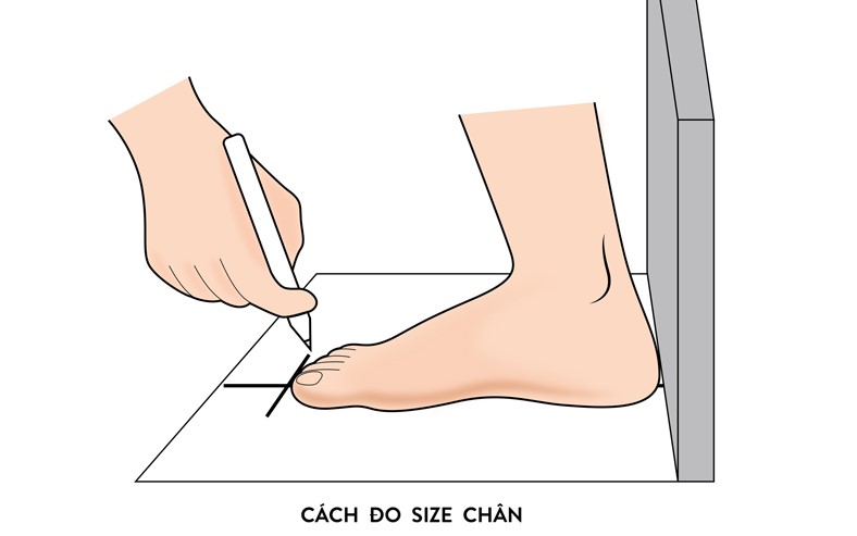 Vẽ kích thước bàn chân lên giấy
