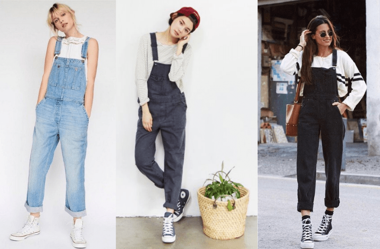 Phối đồ với giày Converse cổ cao nữ cá tính, sành điệu 7 Phối giày converse cổ cao với quần yếm