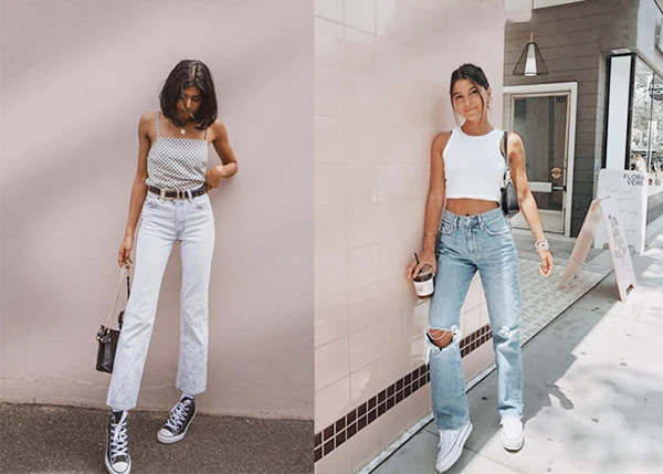 Phối đồ với giày Converse cổ cao nữ cá tính, sành điệu 6 Phối giày converse cổ cao với quần jeans ống suông