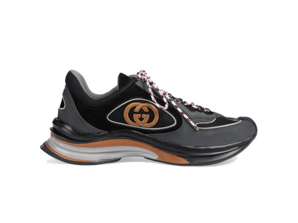 Giày Gucci Run Sneaker Black Grey Suede Like Auth