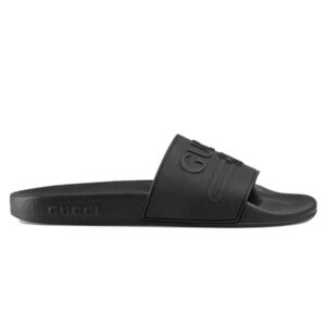 Dép Gucci Logo Slide Black Rubber Like Auth
