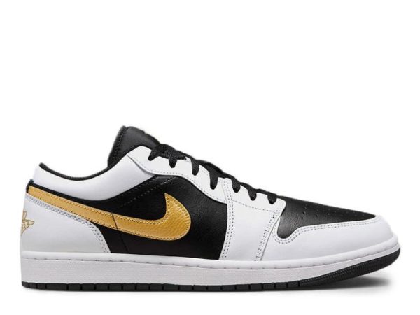Giày Nike Air Jordan 1 Low White Black Metallic Gold Swoosh Best Quality